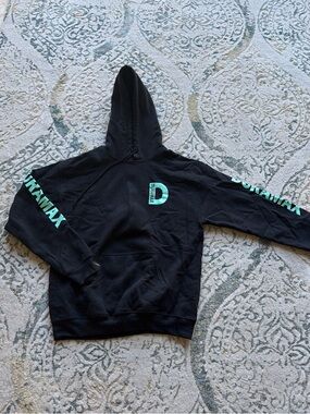 Gildan Black Hoodie with Teal Duramax Sleeve and Chest Logo
